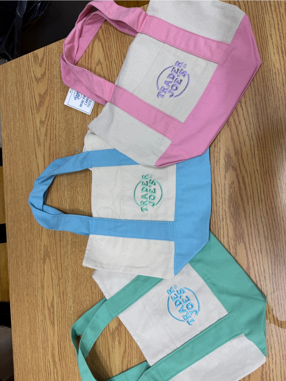 Trader Joe mini tote bags pastel 3